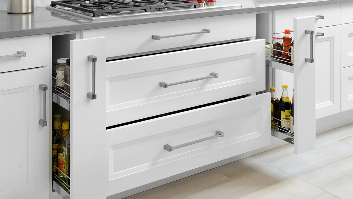 kitchen drawers and utensil holder to keep cooking utensils organized